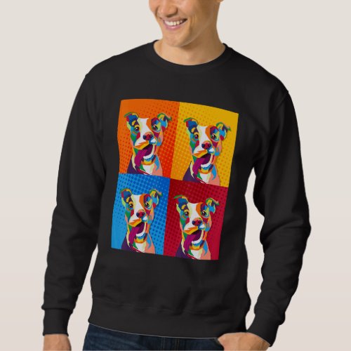 Cute And Full Of Colors Pitbull Painting  Retro Sweatshirt