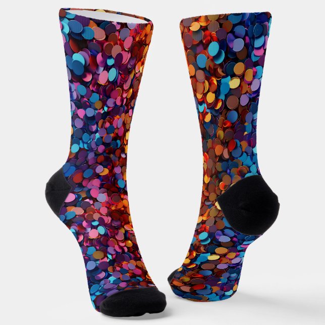 Cute and Fun Abstract Sequins  pattern  Socks (Angled)