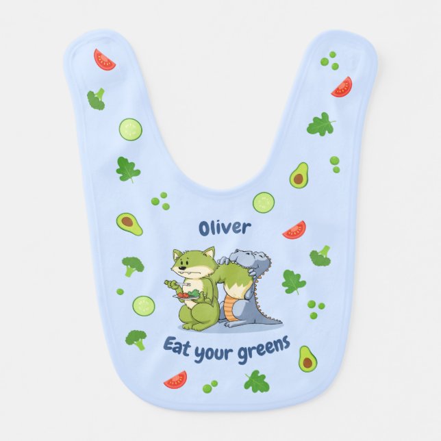 Cute and Fun Baby Bib with Animals and Vegetables (Front)
