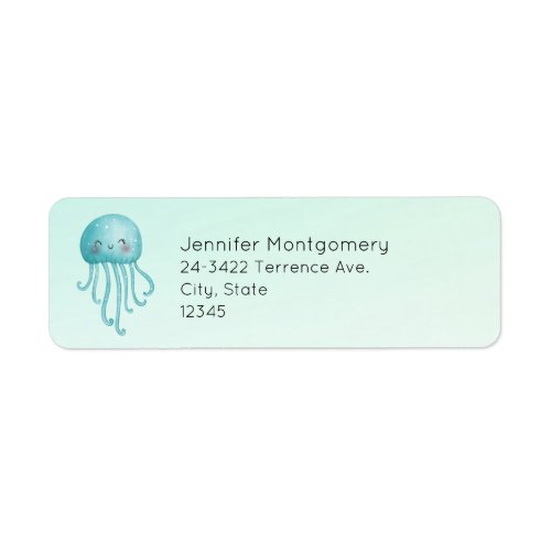 Cute and Fun Blue_Green Jellyfish Address Label