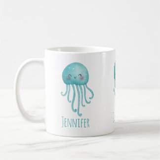 Cute and Fun Blue-Green Jellyfish Coffee Mug