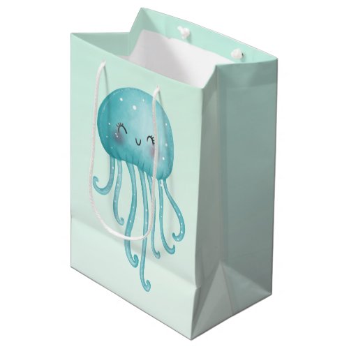 Cute and Fun Blue_Green Jellyfish Medium Gift Bag