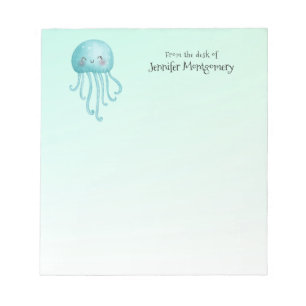 Cute and Fun Blue-Green Jellyfish Notepad