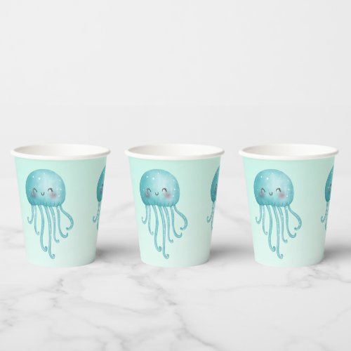 Cute and Fun Blue_Green Jellyfish Paper Cups