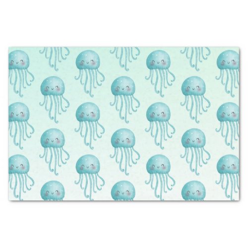 Cute and Fun Blue_Green Jellyfish Pattern Tissue Paper