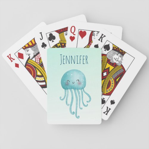  Cute and Fun Blue_Green Jellyfish Playing Cards