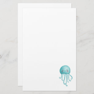 Cute and Fun Blue-Green Jellyfish Stationery