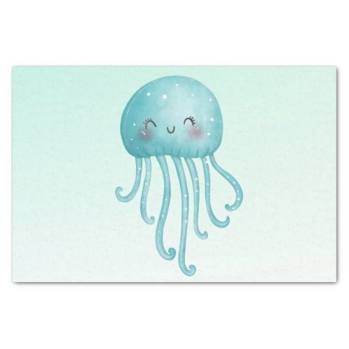 Cute and Fun Blue_Green Jellyfish Tissue Paper