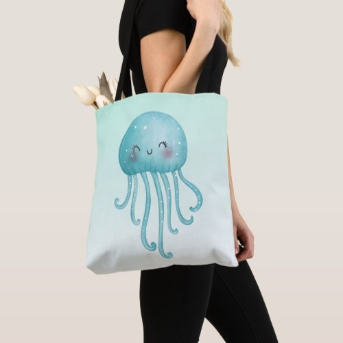 Cute and Fun Blue_Green Jellyfish Tote Bag