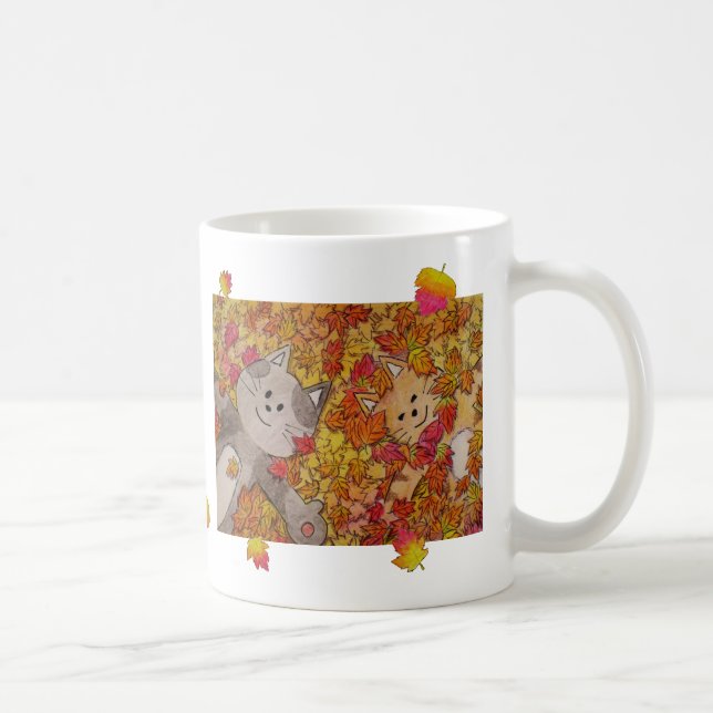 Cute and Fun Cat Mug for Fall "Jump into Fall" (Right)