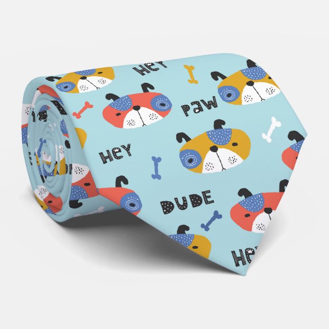 Cute and Fun Dog Pattern Neck Tie (Rolled)