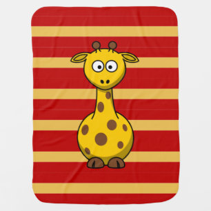 Cute and Fun Giraffe on Stripes Pattern Receiving Blanket