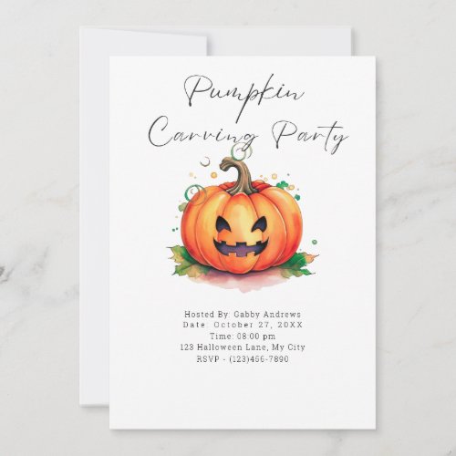 Cute and Fun Jack_O Lantern Pumpkin Carving Party Invitation