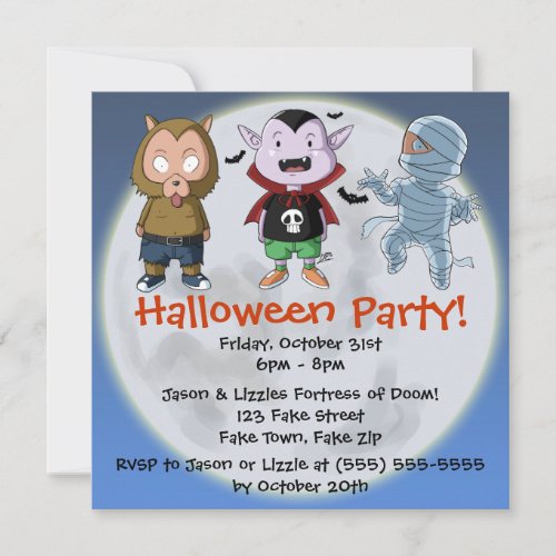 Cute and Fun Monsters Halloween Party Invitation