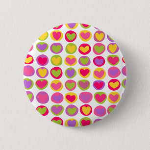 Cute and Fun Multicolor Valentine's Day Hearts  Button