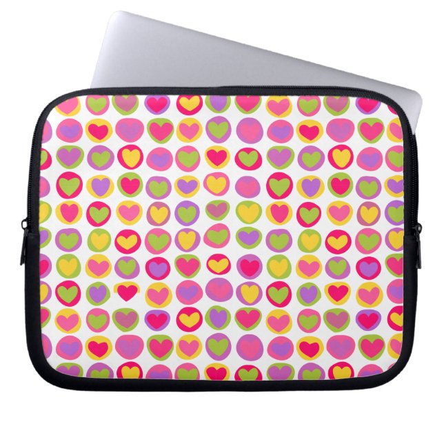 Cute and Fun Multicolor Valentine's Day Hearts  Laptop Sleeve (Front)