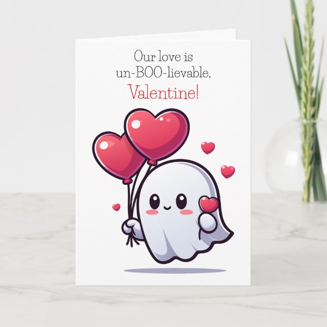 Cute and Fun Our Love is Un-BOO-lievable Valentine Holiday Card (Front)