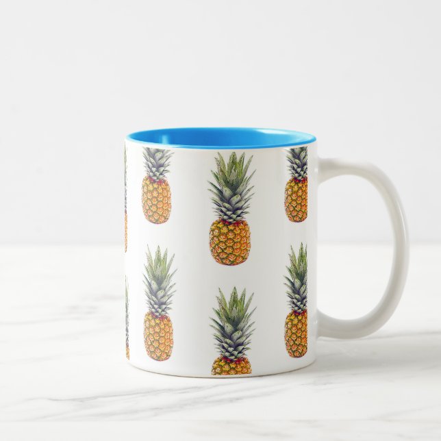 Cute and Fun Pineapple Pattern Design Two-Tone Coffee Mug (Right)