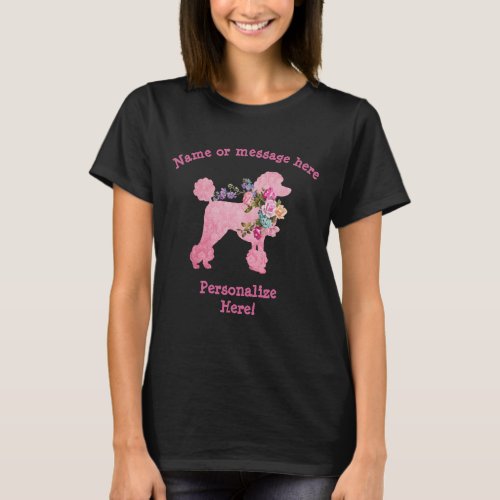Cute and Fun Pink Poodle womans T_Shirt