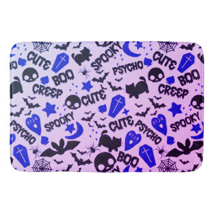 Cute and Fun Purple, Blue and Black Halloween Bath Mat