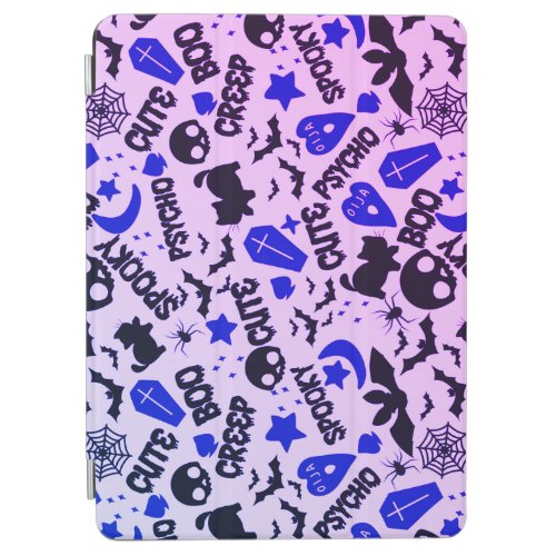 Cute and Fun Purple Blue and Black Halloween iPad Air Cover