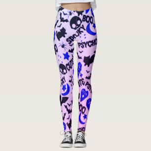 Cute and Fun Purple, Blue and Black Halloween Leggings