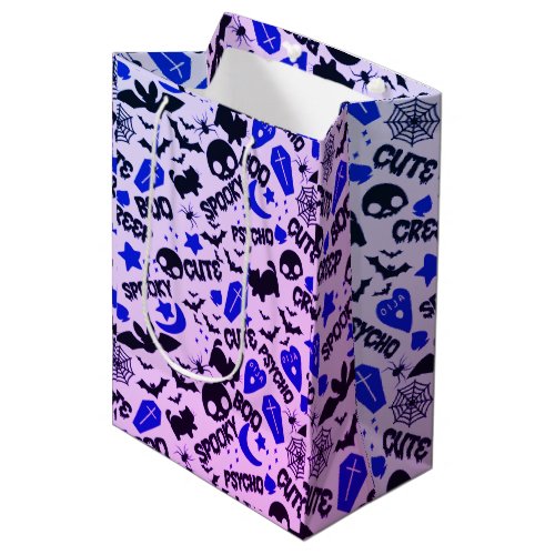 Cute and Fun Purple Blue and Black Halloween Medium Gift Bag