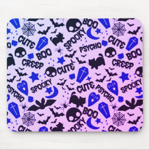 Cute and Fun Purple, Blue and Black Halloween Mouse Pad