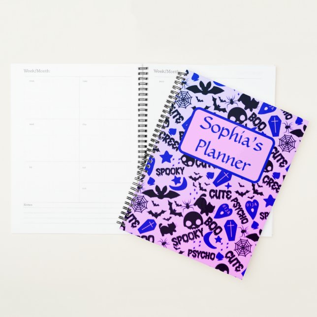 Cute and Fun Purple, Blue and Black Halloween Planner (Display)