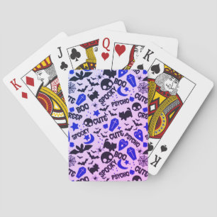 Cute and Fun Purple, Blue and Black Halloween Poker Cards
