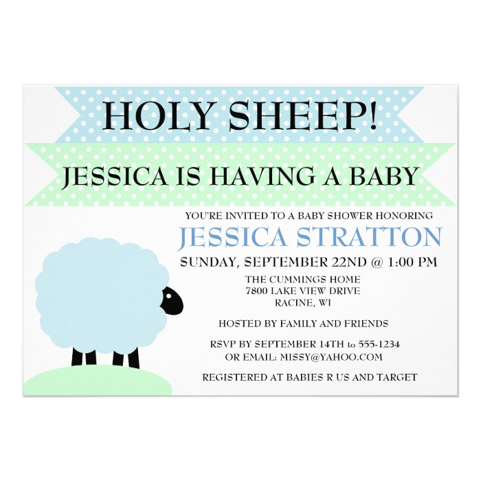 Cute and Fun Sheep Baby Shower invite   customize