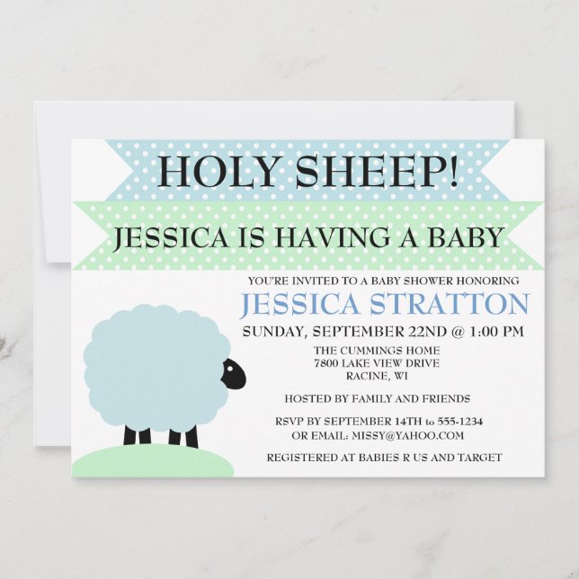 Cute and Fun Sheep Baby Shower invite - customize (Front)