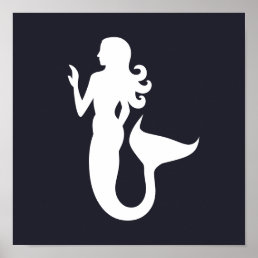 Cute and fun silhouette of a MERMAID | Poster