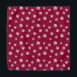 Cute and Fun White Paw Prints Pattern Dark Red Bandana<br><div class="desc">This fun bandana features cute white paw prints over a rich red background for a fun pop of pawesome! You can also change the dark red background color and text colors to your favorite.</div>