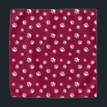 Cute and Fun White Paw Prints Pattern Dark Red Bandana<br><div class="desc">This fun bandana features cute white paw prints over a rich red background for a fun pop of pawesome! You can also change the dark red background color and text colors to your favorite.</div>