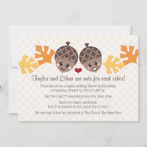 Cute and Funny Acorn Couples Wedding Shower Personalized Announcement