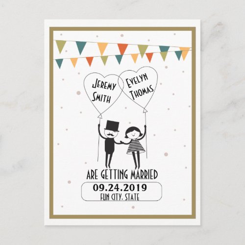 Cute and Funny Alternative Wedding Save the Date Announcement Postcard