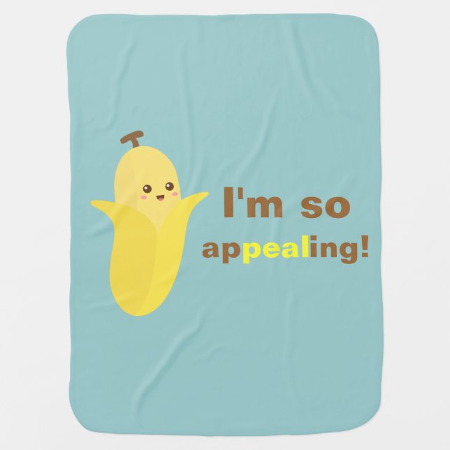 Cute and Funny Appealing Banana, For Babies Receiving Blanket (Front)