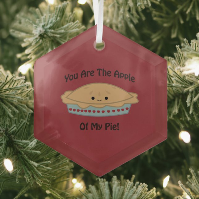 Cute and Funny Apple of My Pie Glass Ornament (Insitu)