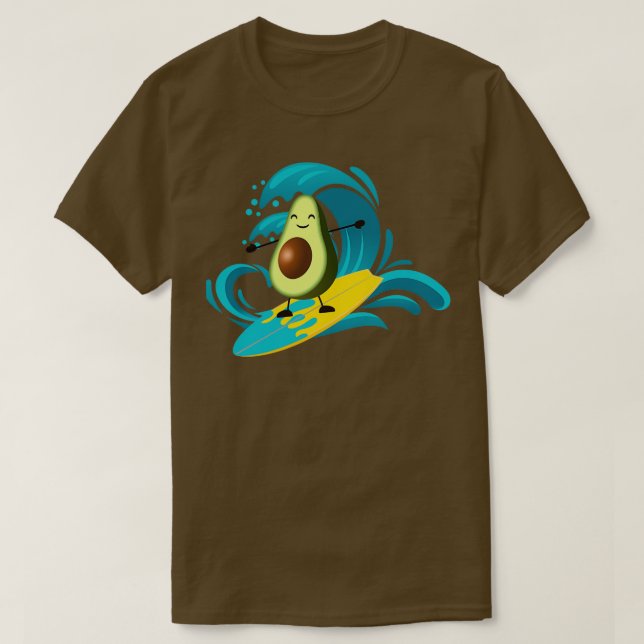 cute and funny avocado surfing a wave T-Shirt (Design Front)