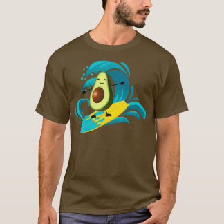 cute and funny avocado surfing a wave T-Shirt