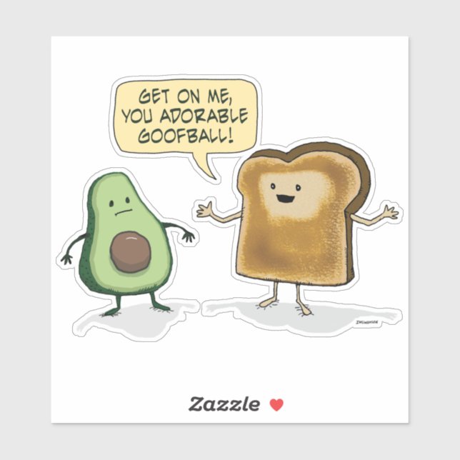 Cute and Funny Avocado Toast  Sticker (Sheet)