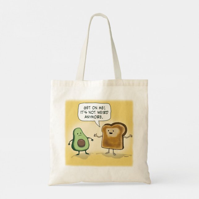 Cute and Funny Avocado Toast Tote Bag (Back)