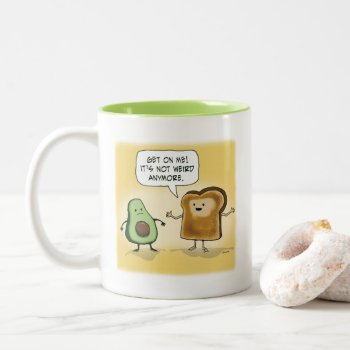 Cute And Funny Avocado Toast Two-tone Coffee Mug by chuckink at Zazzle