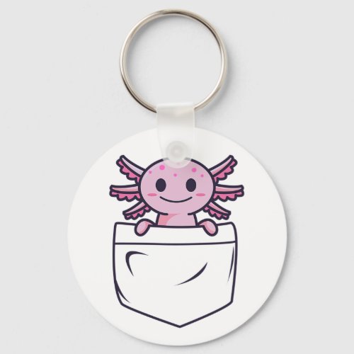 Cute and Funny Axolotl in pocket T_Shirt Classic R Keychain
