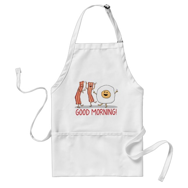 Cute and Funny Bacon and Egg Good Morning Adult Apron (Front)