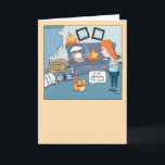 Cute and Funny Bad, Destructive Cat Birthday Card<br><div class="desc">Here's a hilarious birthday card featuring a cute cat who has gotten a little too frisky and done some damage to the house. But the little cutie has a solid defense: "I'm a cat." A great card for any cat lover! Thank you for choosing this original design by © Chuck...</div>