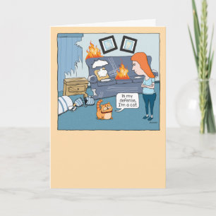Cute and Funny Bad, Destructive Cat Birthday Card