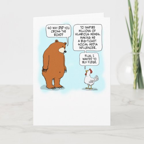 Cute and Funny Bear and Chicken Birthday Card