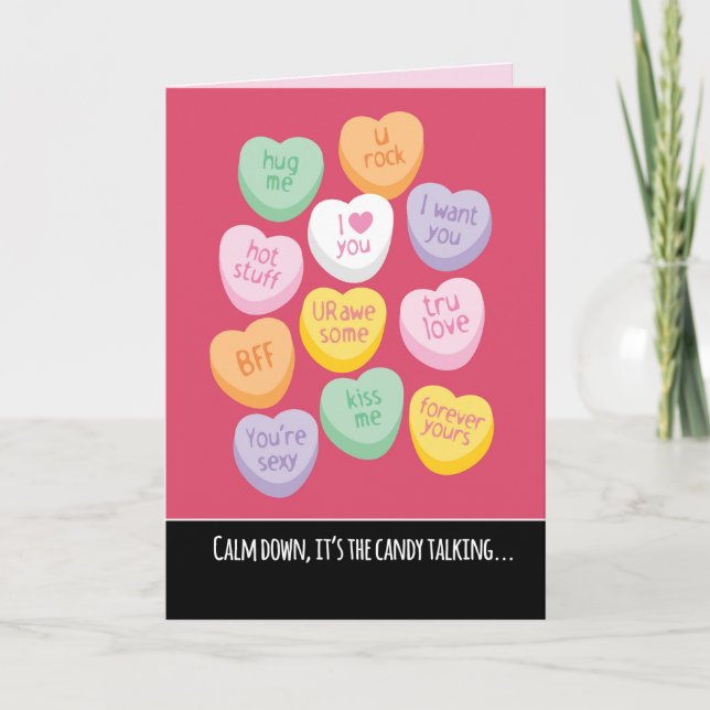 Cute and Funny Candy Hearts Valentine's Day Holiday Card (Front)